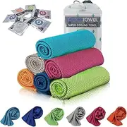 MEZOKUCEL Cooling Towel, Ice Sports Towel, Cool Towel for Instant Cooling,for Yoga, Travel, Golf, Gym,Camping, Fitness, Running, Workout & More Activities (35"x12") (6 Pack)