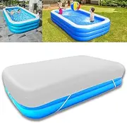 120 x 72 in Rectangle Inflatable Pool Cover White 10ft infaltable Rectangular Pool Cover 10 x 6 ft Fits Blow Up Pool Built-in Elastic Band Extra Buckle Pools Protecto Above Ground Swimming Cover