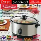 Sunbeam Secret Chef Slow Cooker 5.5L Insert Pot Ceramic Crock Tender Meat Maker