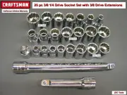 CRAFTSMAN 25 pc 1/4" 3/8" DRIVE SOCKET SET 12pt 10 18 20 24 26 30