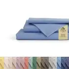 100% Cotton Percale Sheets King Size, Baby Blue, Deep Pocket, 4 Pieces Sheet ...