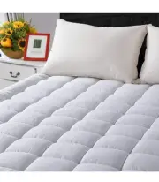 Twin XL Cotton Mattress Pad, Quilted Topper, Cooling Protector