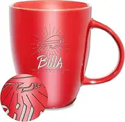 Rico Industries NFL Football Buffalo Bills Sunburst Red 18oz Laser Engraved Ceramic Lustre Mug