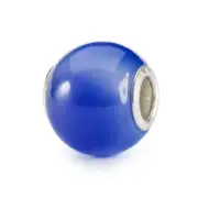 TROLLBEADS Edelsteinbead, Runder blauer Achat, 925 Sterlingsilber, TSTBE-00038