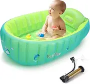 Boysea Inflatable Baby Bathtub with Air Pump, Bathtub Seat with Anti-Sliding Saddle Horn for Newborn to Toddler, Portable Travel Shower Basin with Back Support, Deflates and Folds Easily