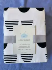 Cloud Island Black and White Fitted Standard Crib Sheet 100% Cotton New