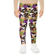 Kids Leggings, Halloween Black Cats Pattern, Toddler Spooky Pants, Children's