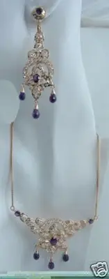 24k Gold Vermeil AAA+ Quality Genuine Amethyst Briolette Victorian Necklace