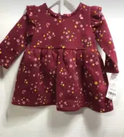NWT Carter’s Infant Girl’s Burgundy Floral Dress & Diaper Cover Size 3 Months