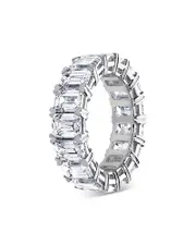 Bloomingdale's Fine Collection Certified Lab Grown Diamond Emerald Cut Eternity Band in 18K White Gold, 10.0 tcw