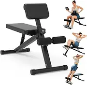 leikefitness Roman Chair Adjustable Weight Bench Foldable Workout Exercise Full Body Strength Training Preacher Curls Black