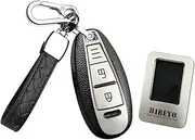 HIBEYO TPU Car Key Fob Cover with Keychain fits for Suzuki Swift Vitara Grand Ii Sx4 Baleno Kizashi Jimny Ignis Car Key Case Cover Jacket Leather Texture Smart Remote Car Key Holder 2 Button Silver