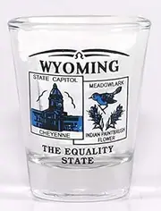 Wyoming State Scenery Blue New Shot Glass Glassware