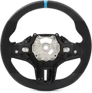 Steering Wheel, Compatible with M3 M4 G80 G82 G83 F4X G2X M Sport, Suede Driving Wheel, Tricolor Stitching Steering Wheel Replacement 32302462910 (Blue Alignment Mark)