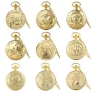 Luxury Golden Lovely Cat/Dog Design Men Women Quartz Analog Pocket Watch Chain