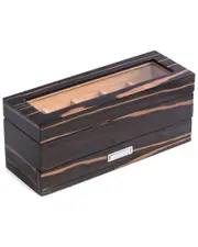 Bey-Berk 5-Watch Box with Glass Top & 5-Compartment Accessory Drawer