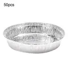 50Pcs Disposable Round Aluminum Foil BBQ Food Tray Container Non-stick Baking 79