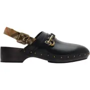 burberry Leather Trunk Strap Clogs in Black/sand at Nordstrom, Size 43