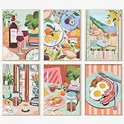 cupmod 6 Packs Paint by Numbers Kit for Adults, Coffee DIY Acrylic Painting Kits on Canvas, Adults Paint by Numbers Kits Drawing Paintwork for Home Decor 9.8x13.8inch