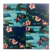 4pc Thirstystone Square Natalie's Lillies Jute Coaster Drinks/Beverage Decor Set