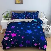 Star Duvet Cover Colorful Stars Print Quilt Covers for Bedroom Soft Bedding Set Home Decor 2/3 PCS,Set 10,Single(140x210cm)