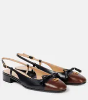 [Valentino Garavani] Valentino Garavani Valet Du Roi leather slingback flats AU 5 black
