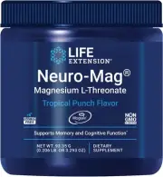 Life Extension Neuro-Mag Magnesium L-Threonate Powder (Tropical Punch) - Ultra-A
