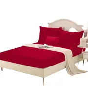 Red 1000TC Wrap Around Elastic Fitted Sheet Set