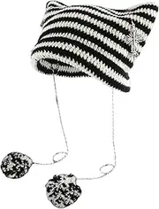 [Dicusph] Crochet Hats for Women Vintage Beanies Women Fox Hat Grunge Goth Beanies Hat Y2K Accessories Slouchy Beanies for Women