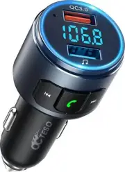 Upgraded V5.0 FM Bluetooth Transmitter Car QC3.0, LED Backlit Wireless Bluetooth