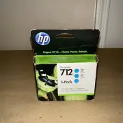 Genuine HP 712 3-pack 29ml Cyan DesignJet Ink Cartridge 3ED77A Exp 12/2023