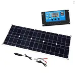 50W 5V/18V 太陽能電池板雙 USB 輸出單晶太陽能電池板 IP65 防水帶 10A 太陽能充電控制器穩壓器,用