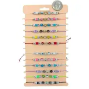 Evil Eye Love Charm Drawstring Bracelets - Bulk 12 PCS (IBR-2148)
