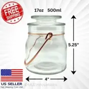 ✅ 17oz Airtight Sealed Glass Jar Food Storage Mason Jar w/ Pink Rose Gold Handle