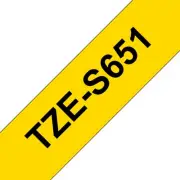 Brother P-touch TZe-S651 24mm x 8m Black On Yellow Strong Adhesive Laminated Lab