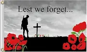 AUPOINT Lest We Forget Flag 90x150cm, Veteran Memorial Day Flag, Anzac Day Flag, Vivid Color Anti War Flag, Soldier Remembrance Day, Decorations Honor Banners for Garden School Indoor Outdoor Decor