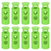 30Pcs 4mm Cord Lock Plastic Double Hole Spring Toggle Stoppers, Green