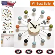 13-Inch Silent Quartz Wall Clock with Colorful Wood Balls - Decorative Art Piece