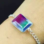 925 Sterling Silver Bracelet Natural Bi-Tourmaline Gemstone