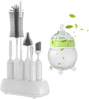Bottle Brush Set - Bottle Brush Cleaner Set, Bottle Washing Brush | Multipurpose Bottle and Straw Brush Cleaning Set with Stand, Cleaning Silicone Baby Bottle Brush for Narrow Neck Containers