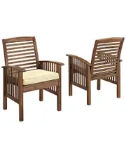 Walker Edison Set of 2 Wood Outdoor Chairs