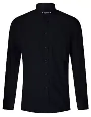 Mens Club Collar Black Shirt 1920s Peaky Blinders With Bar Poplin Pin Smart
