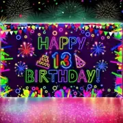 Polyester Neon Birthday Banner Party Backdrop Backdrop Boys