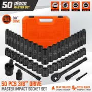 Master Deep Impact Socket Set - 50 Piece Set - Metric, SAE, 3/8", CRV, Flexible Adapter, Ratchet
