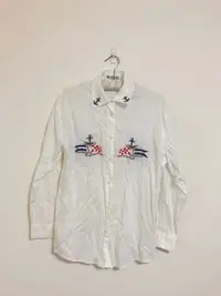 在飛比找Yahoo!奇摩拍賣優惠-DIANA 純棉 海軍風格 清新款式 春夏薄長袖襯衫 201