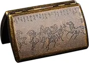 [ARKCHIU] Cigarette Case Box Copper Retro Regular Size 12 Capacity Double Sided Spring Clip Open Pocket Holder Brass,One Size