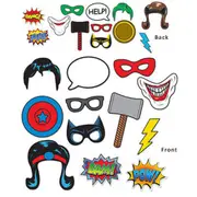Superhero Party Supplies - Photo Booth Props 12 pack