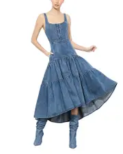 Alice and Olivia Diana Tiered Denim Dress