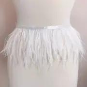 10 yards Real Natural Ostrich Feather Fringe heavy weight Trim-white