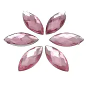 100 Pink Flatback Acrylic Horse Eye Rhinestone Gems 9X20mm No Hole